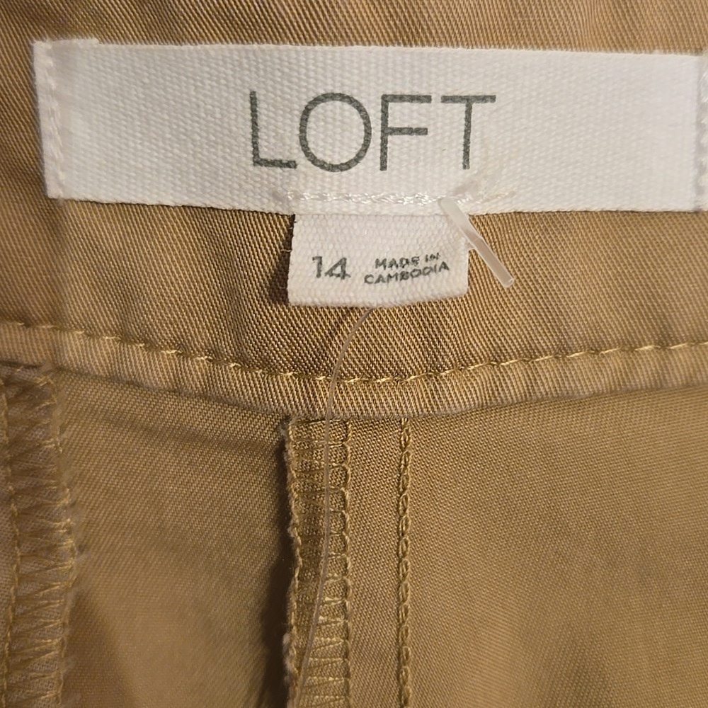 Loft Coin Pocket Pleated Wide Leg Twill Chino Khaki Pocket Pants New With Tag - Picture 10 of 12
